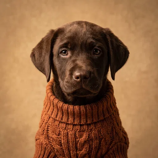 Chocolate Labrador Puppy in Knit Sweater