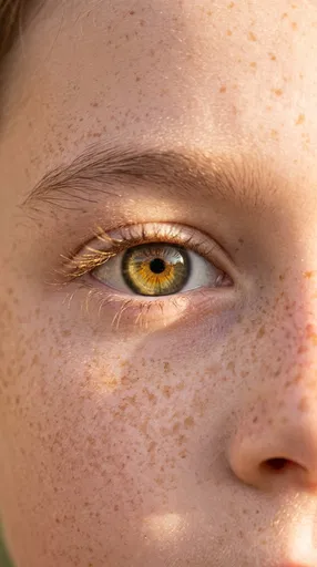 Macro Close-Up of Hazel Eye and Freckles