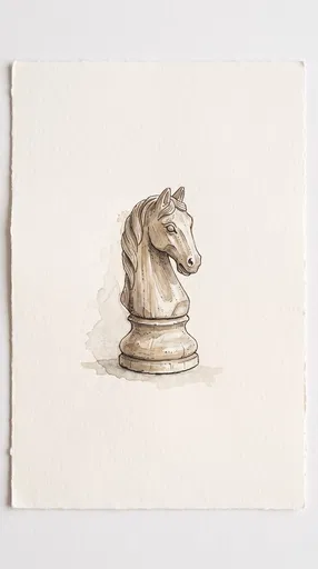 Watercolor Knight Chess Piece Illustration