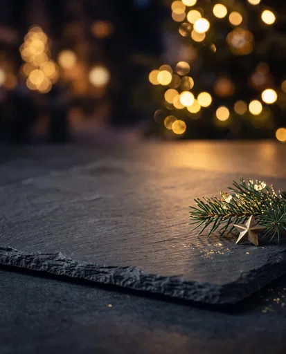 Dark Slate Board With Holiday Bokeh