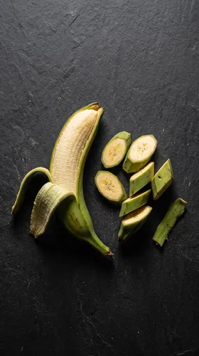 Green Plantain and Slices on Slate