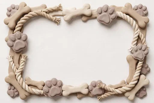 Clay Dog Bone and Paw Print Frame