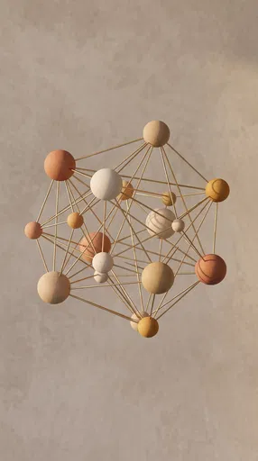 Abstract Ceramic Sphere and Brass Network Structure