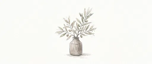 Watercolor Olive Branch in Ceramic Vase