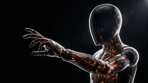 Translucent Android Reaching Out in Dark