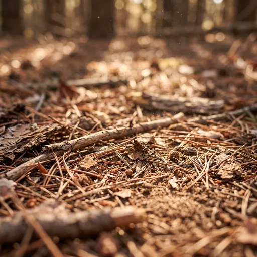 Dry Forest Floor With Pine Needles