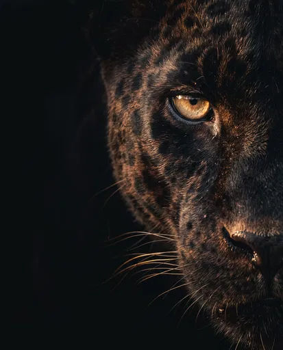 Dramatic Close-Up of Black Panther Face