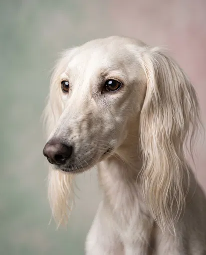 White Persian Hound Studio Portrait