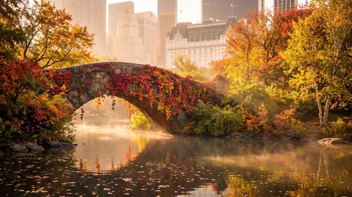Gapstow Bridge in Central Park Autumn