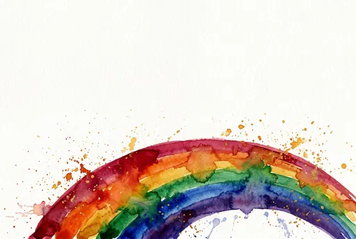 Watercolor Rainbow Arc With Gold Splatters