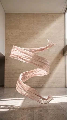 Floating Blush Linen Ribbon in Sunlit Room