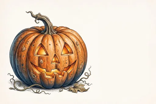 Vintage Botanical Jack-O'-Lantern Illustration