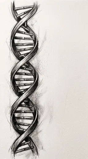 Charcoal Sketch of DNA Double Helix