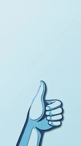 Blue Paper Cut Thumbs Up Graphic
