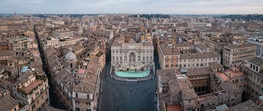 Aerial View of Trevi Fountain at Dawn