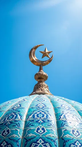Bronze Crescent Finial on Turquoise Dome