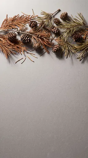 Dried Pine and Cedar Flat Lay Background