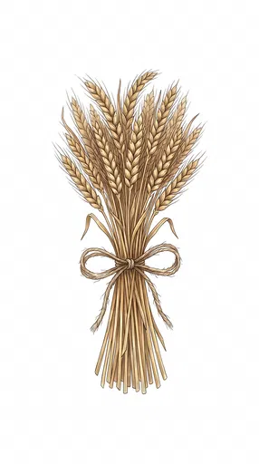 Illustrated Golden Wheat Sheaf with Twine