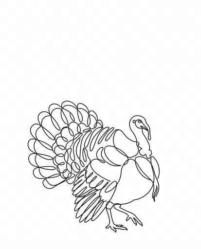 Continuous Line Drawing of a Turkey
