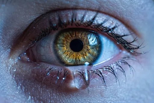 Macro Close-Up of Teary Hazel Eye