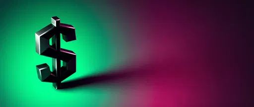 3D Dollar Sign on Neon Gradient