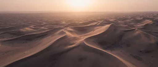 Aerial View of Sunset Desert Dunes