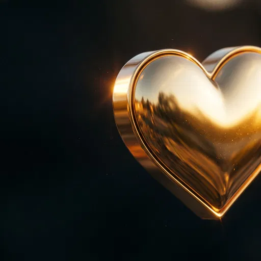 Metallic Gold 3D Heart Close-Up