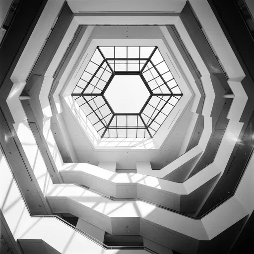 Black and White Hexagonal Atrium Skylight