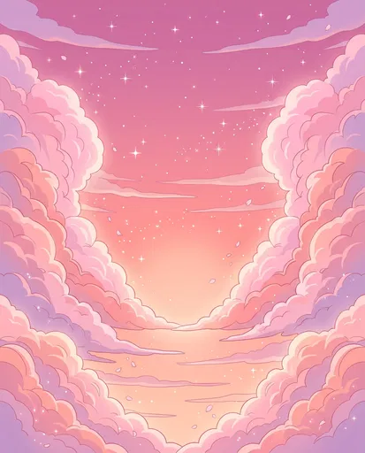 Dreamy Anime Pink Sunset Cloud Sky Illustration
