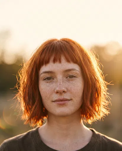 Woman With Copper Bob In Sunlight