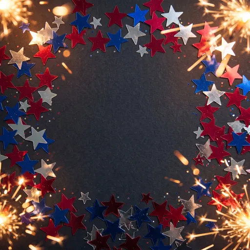 Patriotic Star Confetti Frame with Sparklers