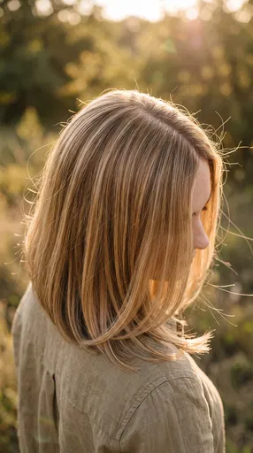Woman With Honey Blonde Long Bob Outdoors