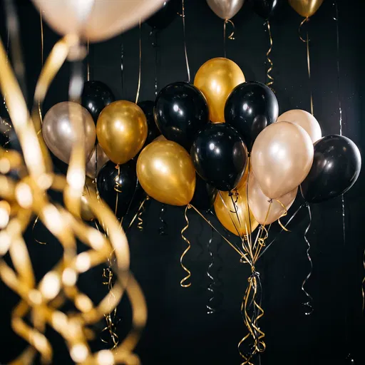 Gold Black and Champagne Party Balloons