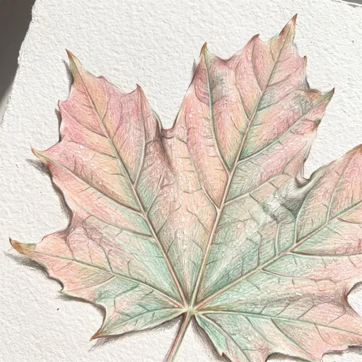 Pastel Colored Pencil Maple Leaf Drawing