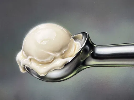 Vintage Airbrush Painting of Ice Cream Scoop