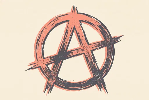 Distressed Coral and Charcoal Anarchy Symbol