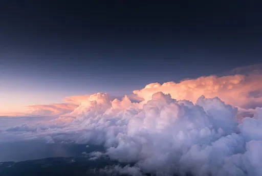 Twilight Cumulus Clouds Under Dark Sky
