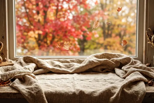 Cozy Linen Window Sill in Autumn