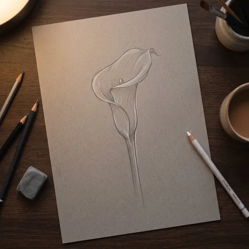 Calla Lily Sketch on Toned Paper