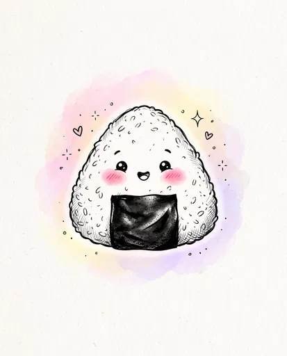 Cute Kawaii Onigiri Rice Ball Illustration