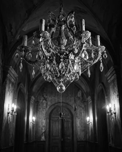 Gothic Chandelier With Cobwebs and Spider