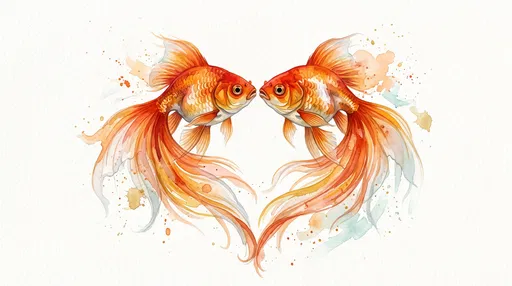 Watercolor Goldfish Forming Heart Shape