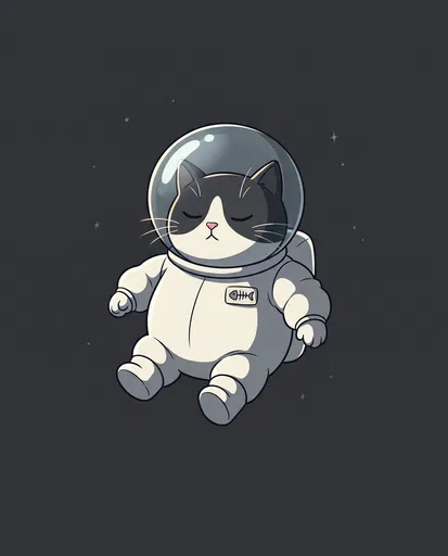 Cute Tuxedo Cat Astronaut Floating