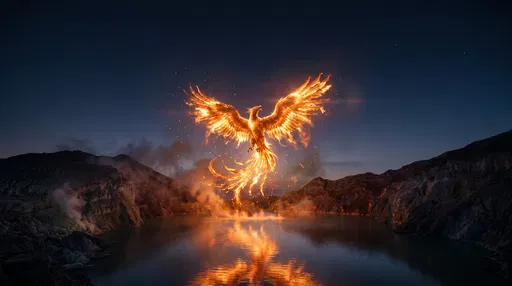 Fiery Phoenix Rising Over Crater Lake