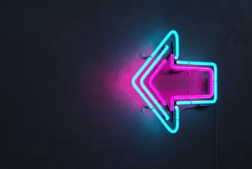 Glowing Cyan and Magenta Neon Arrow
