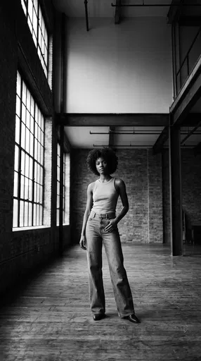 Black Woman Standing in Industrial Loft