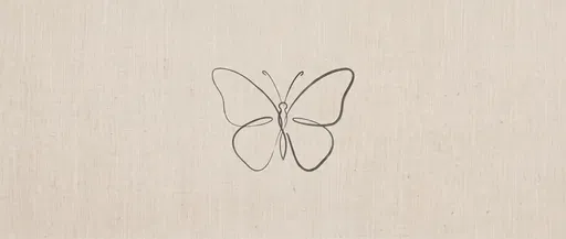 Minimal Line Art Butterfly on Linen