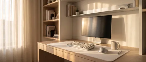 Minimalist Modern Home Office Desk in Sunlight