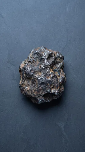 Stony-Iron Meteorite on Slate Background