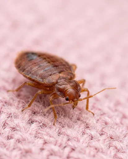 Macro Close-Up of Bed Bug on Fabric